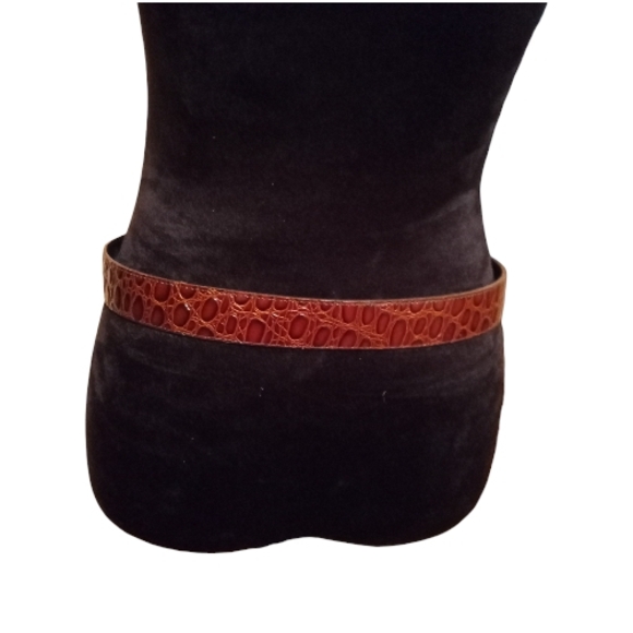 Omega Vintage 80's USA Made Brown Leather Crocodile Pattern Belt Size Large! - Picture 4 of 10